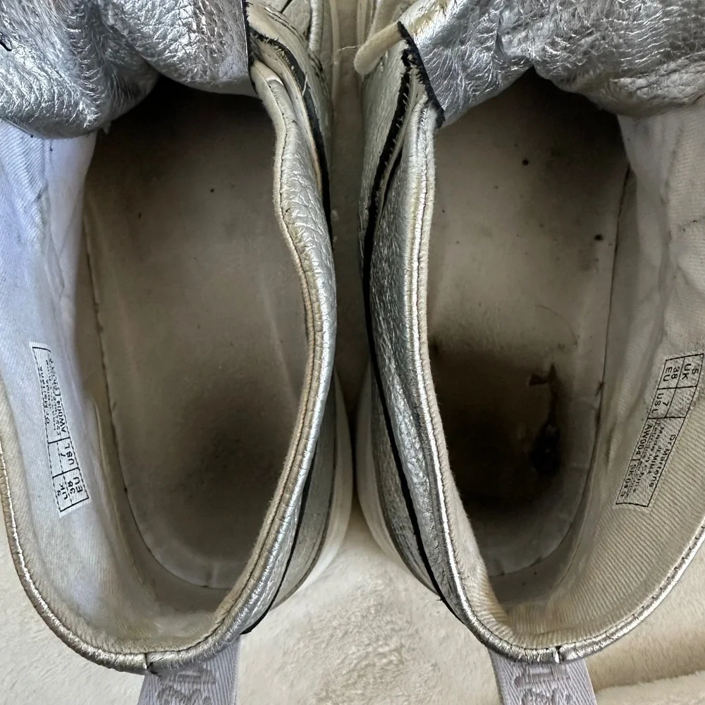 Dr. Martens Jemima Silver Metallic Kiltie Leather Chukka‎ Boots Women's Size 7